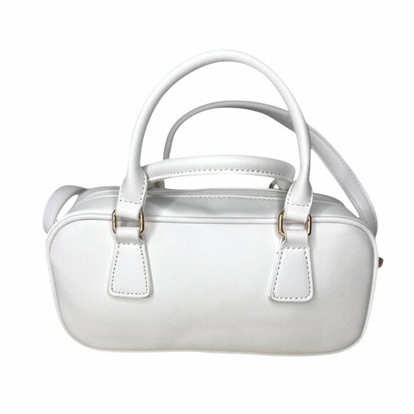 Like Dreams Mini White Vegan Leather Shoulder Bag With Teddy Bear Charm - Picture 6 of 11